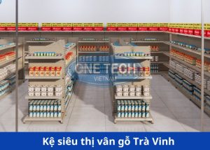 Kệ siêu thị vân gỗ thiết kế sang trọng